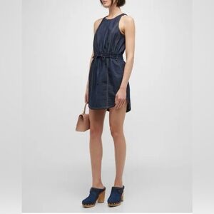 Cinq A Sept Ruba Shirred Waist Sleeveless Denim Mini Dress Women's Size 10